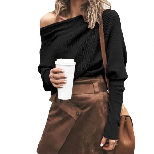 Lauren Trui | Trendy Elegant gebreide Off-shoulder top met lange mouwen voor dames
