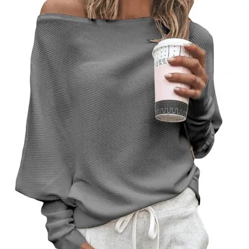 Lauren Trui | Trendy Elegant gebreide Off-shoulder top met lange mouwen voor dames