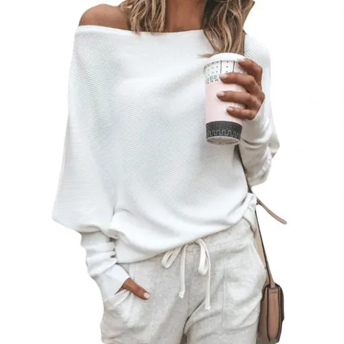 Lauren Trui | Trendy Elegant gebreide Off-shoulder top met lange mouwen voor dames