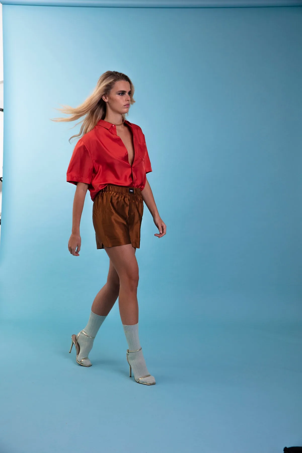 Le Weekend Silk Boxer Caramel Woman