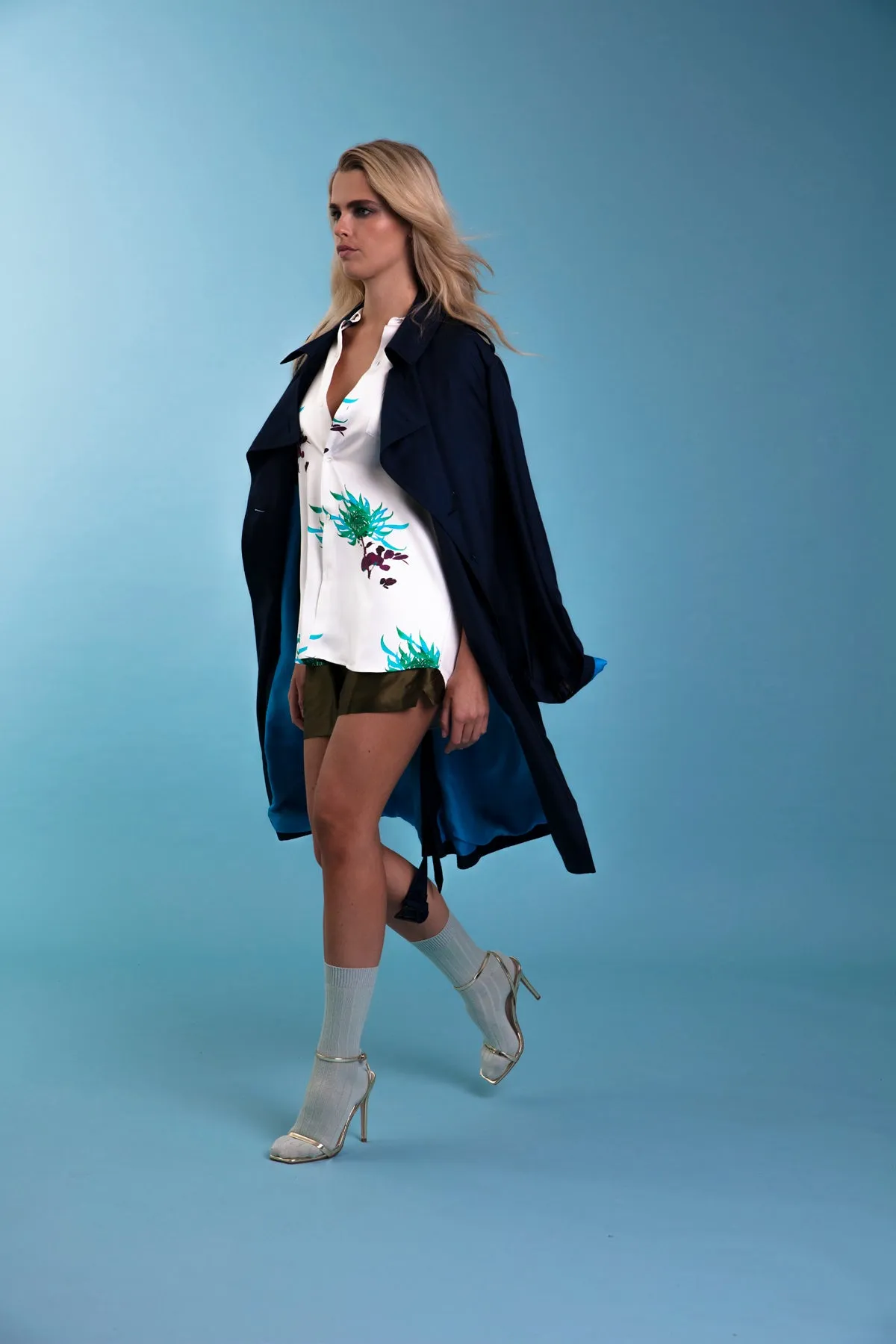 Le Weekend Silk Boxer Khaki Woman