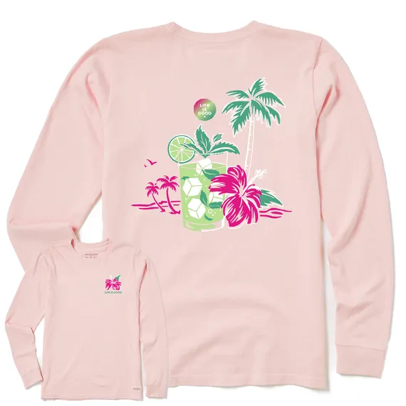 Life is Good W LS Crusher Tee Tropical Mojito HIMALAYAN PINK