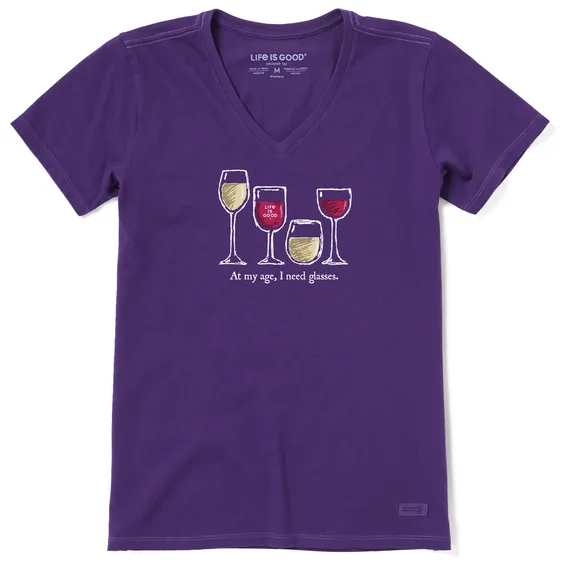 Life is Good W SS Crusher-Lite Vee I Need Wine DEEP PURPLE
