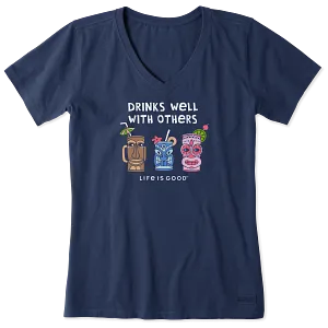 Life is Good W SS Crusher Lite Vee Tiki Drinks Well DARKEST BLUE