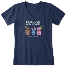 Life is Good W SS Crusher Lite Vee Tiki Drinks Well DARKEST BLUE