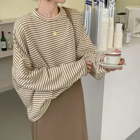 Long Sleeve Elegant Simple Striped Shirts