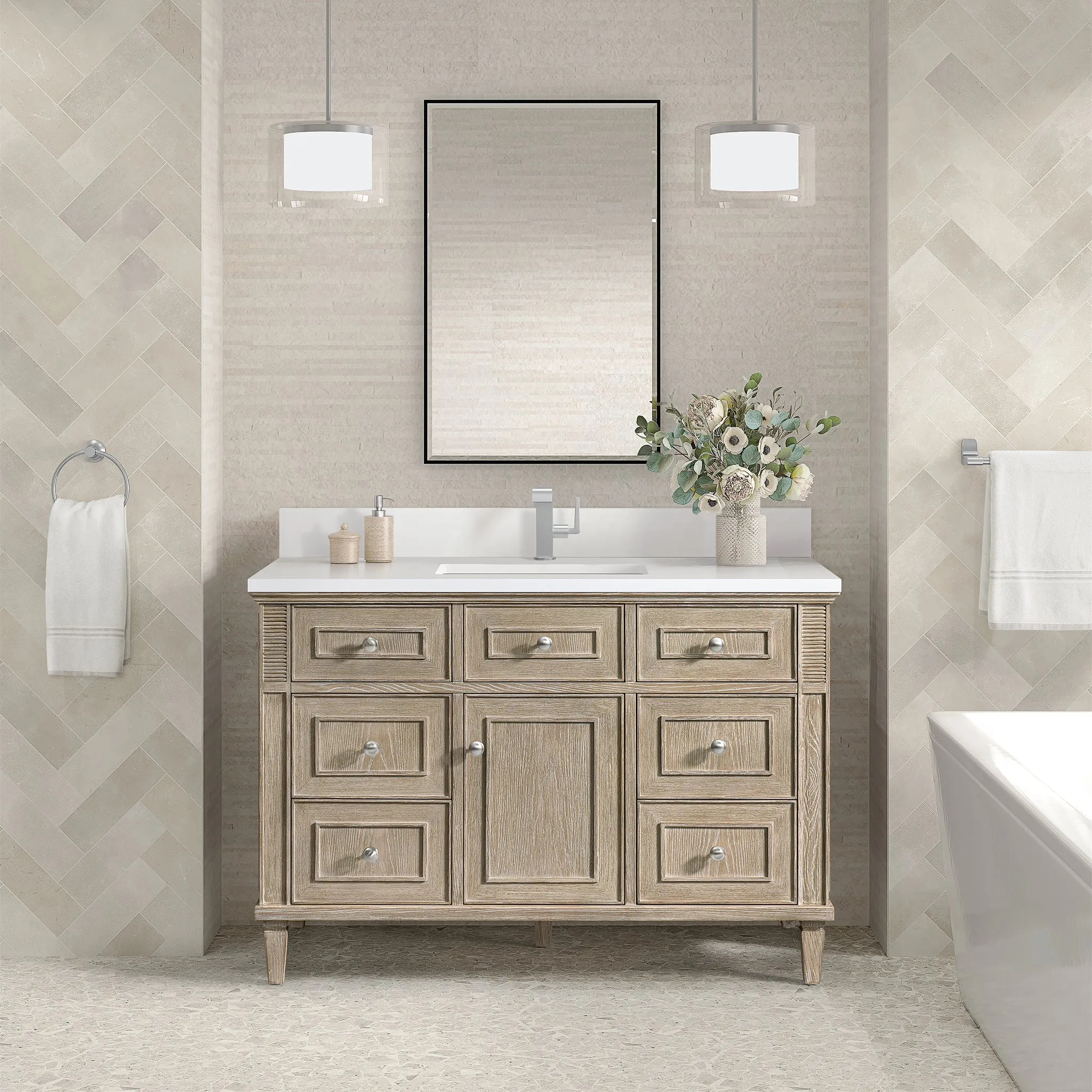 Lorelai 48" Single Vanity in Whitewashed Oak