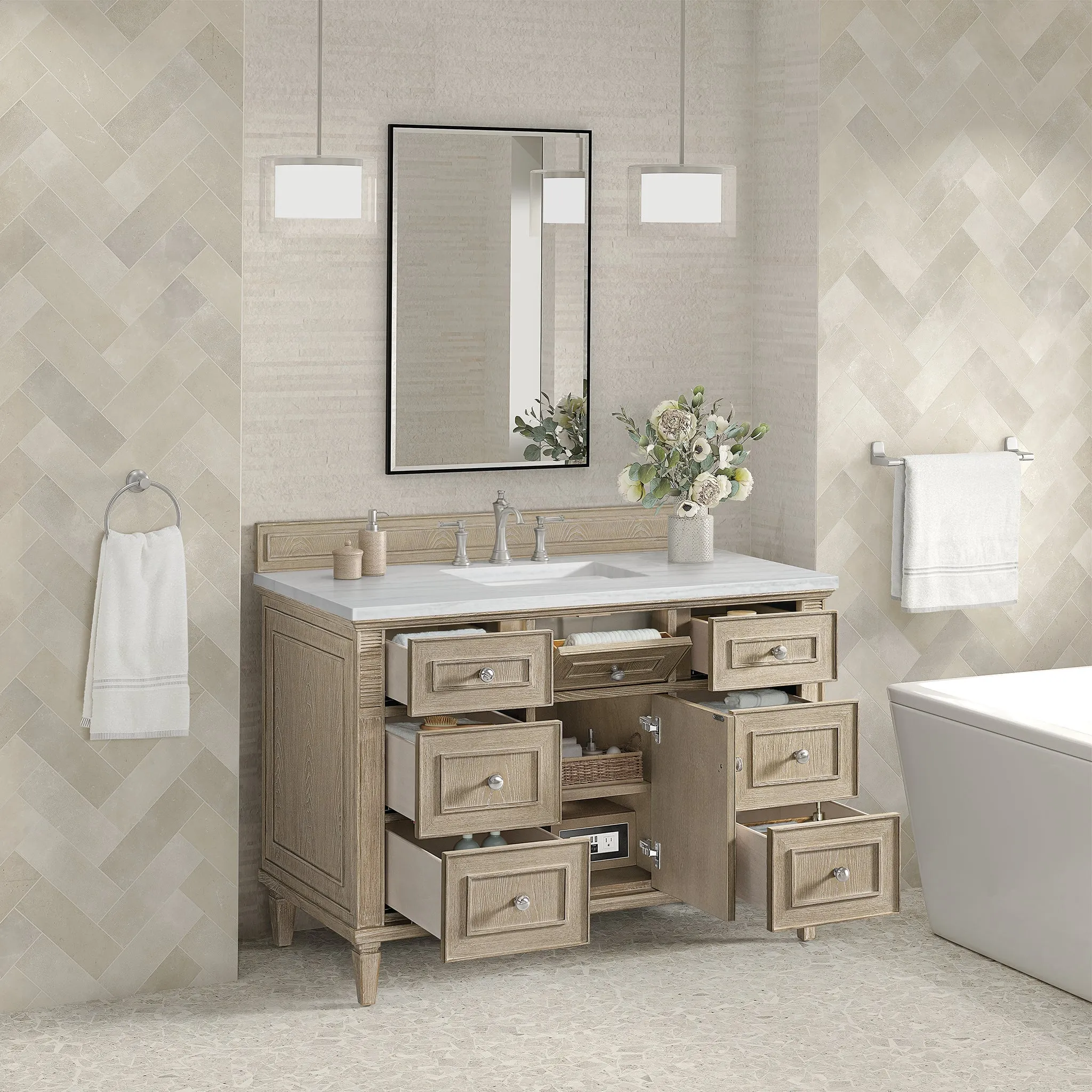 Lorelai 48" Single Vanity in Whitewashed Oak