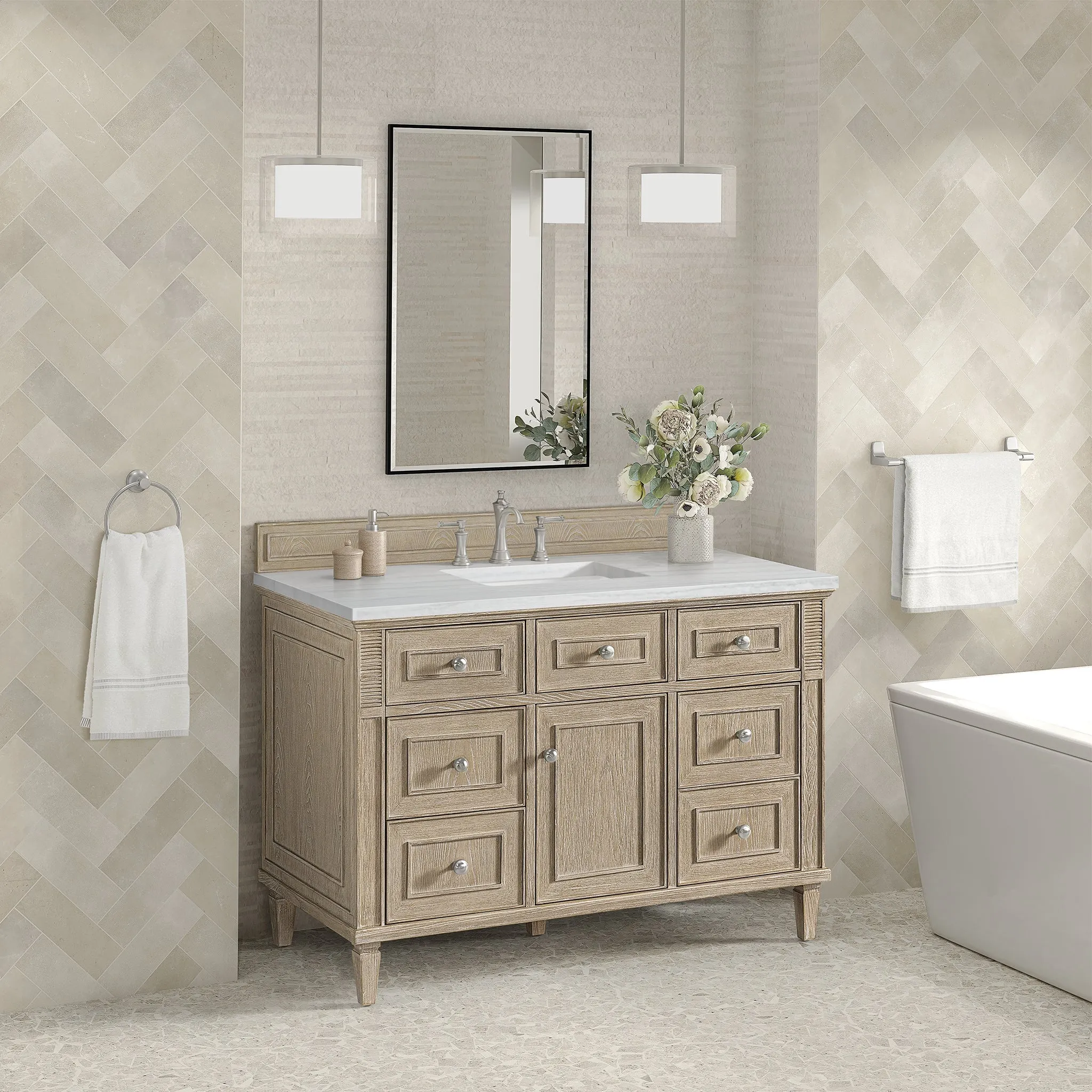 Lorelai 48" Single Vanity in Whitewashed Oak