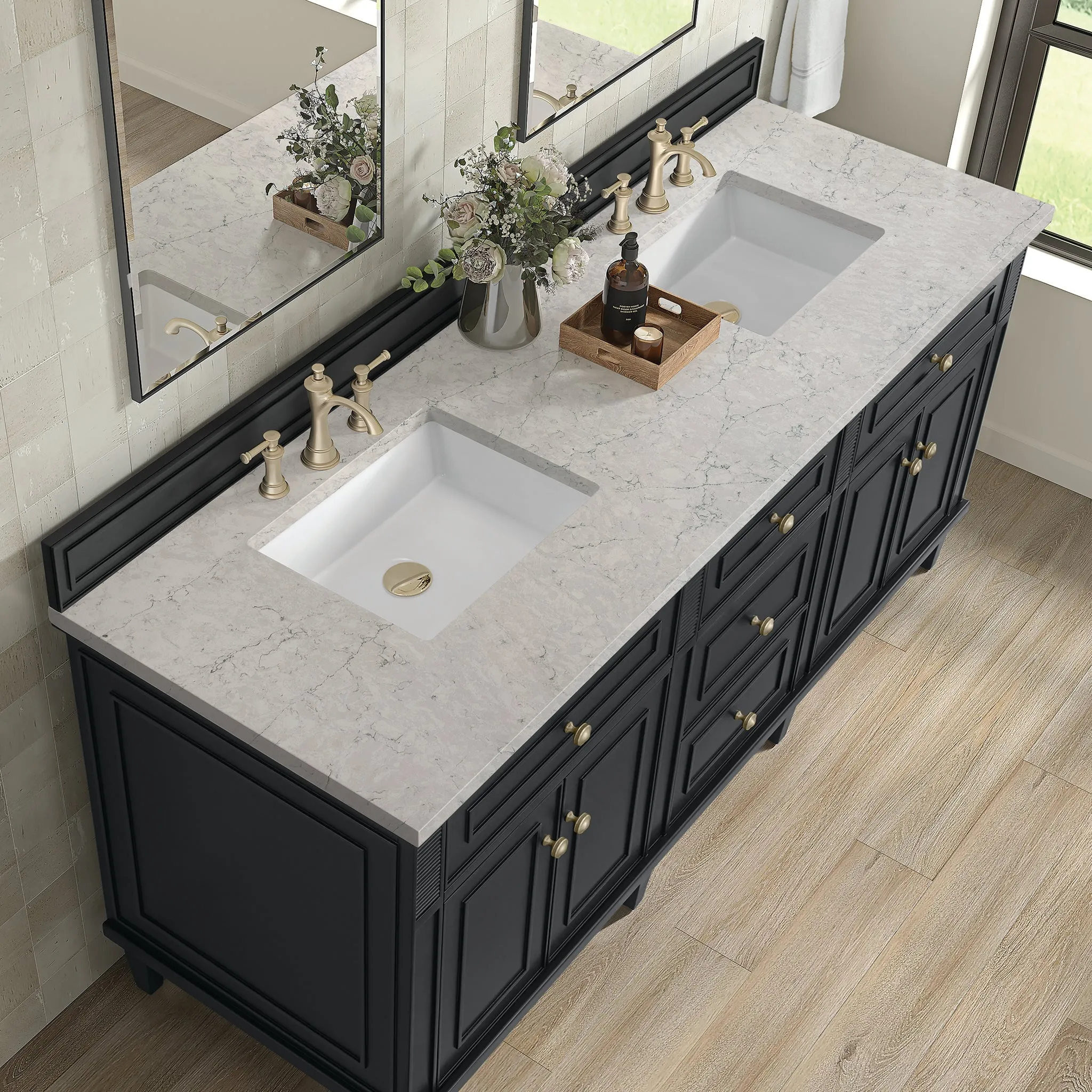 Lorelai 60" Double Vanity in Black Onyx