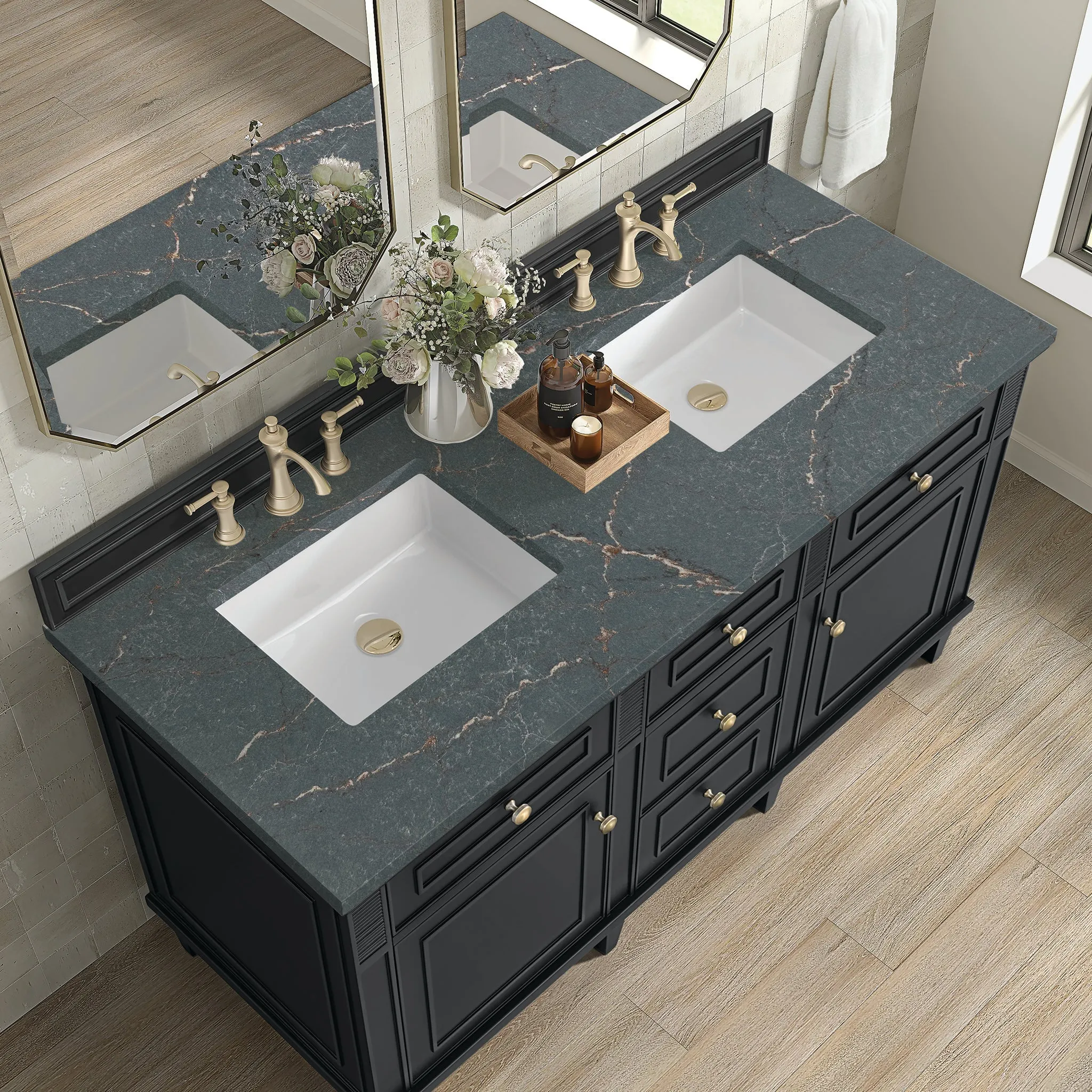Lorelai 60" Double Vanity in Black Onyx