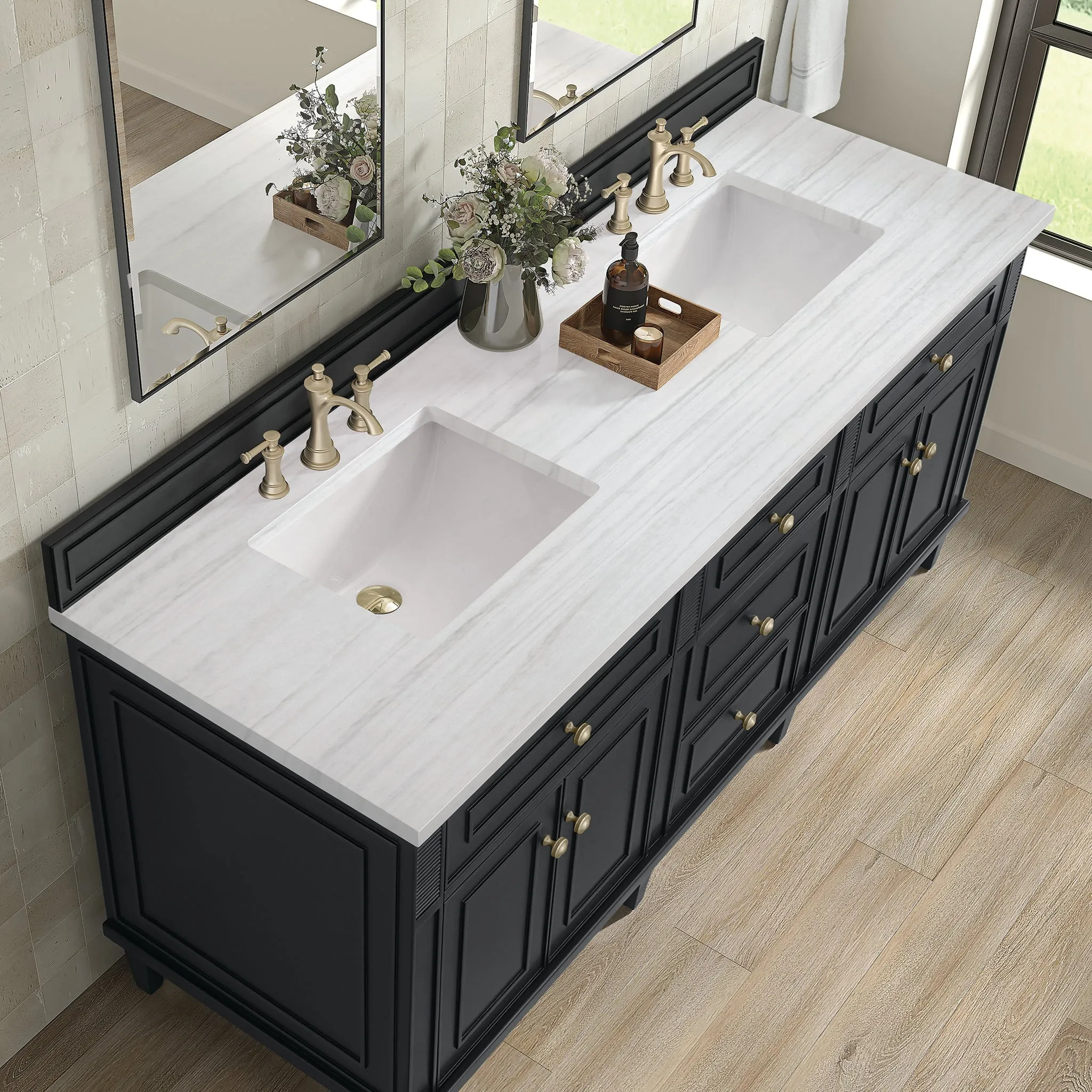 Lorelai 60" Double Vanity in Black Onyx