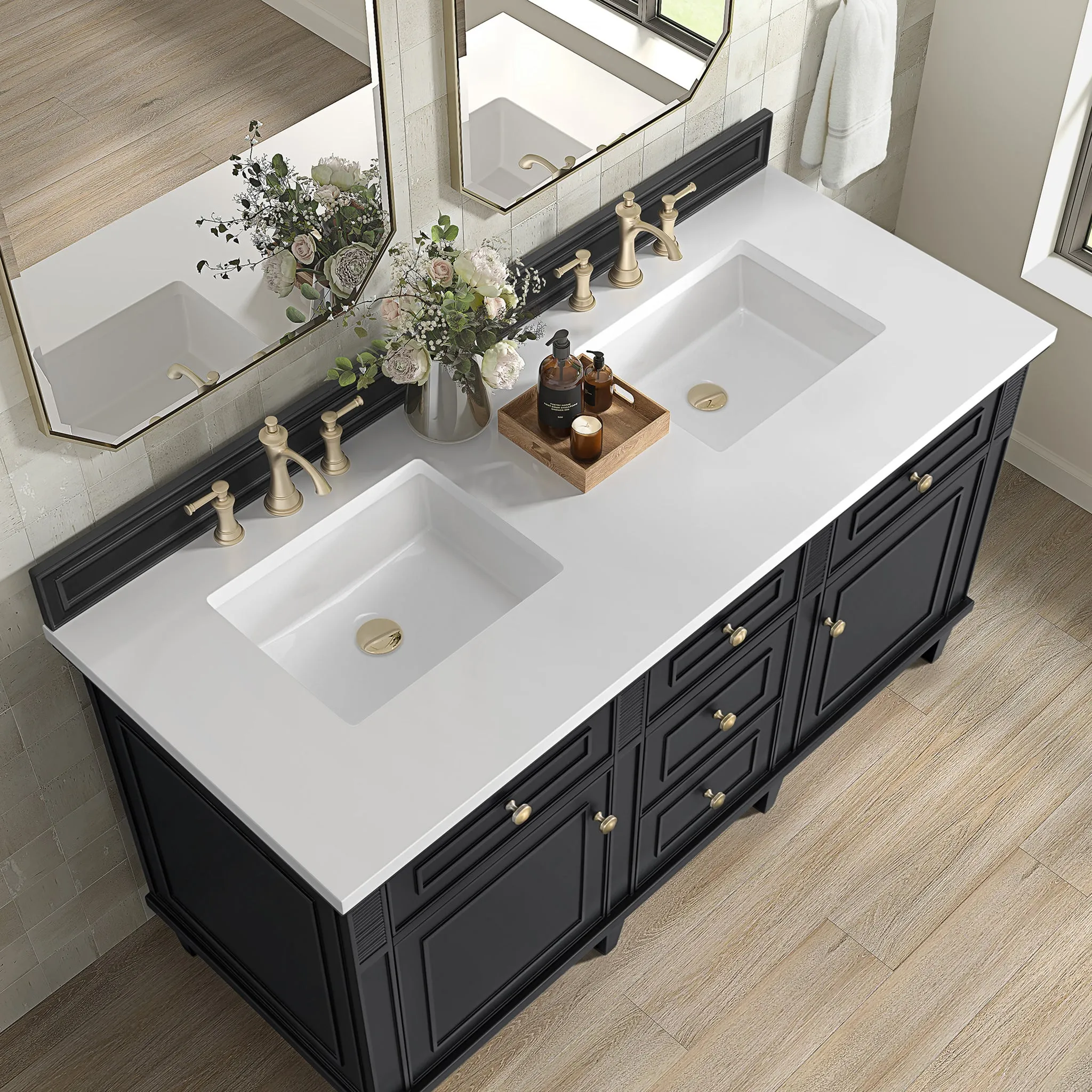 Lorelai 60" Double Vanity in Black Onyx