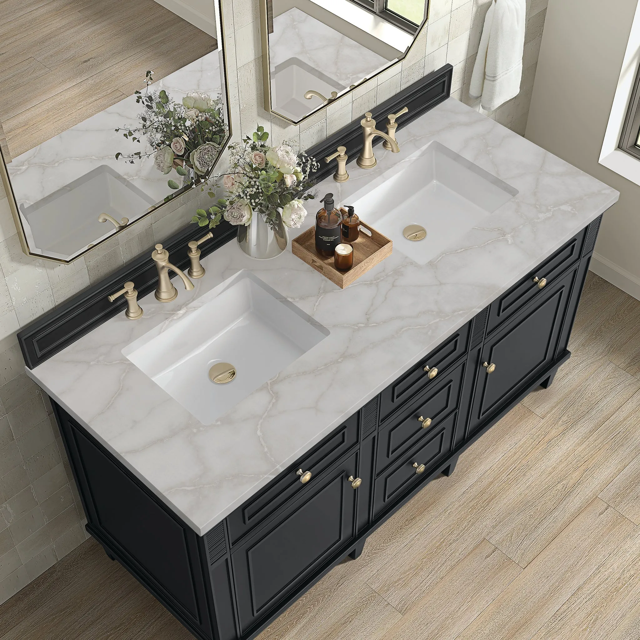 Lorelai 60" Double Vanity in Black Onyx