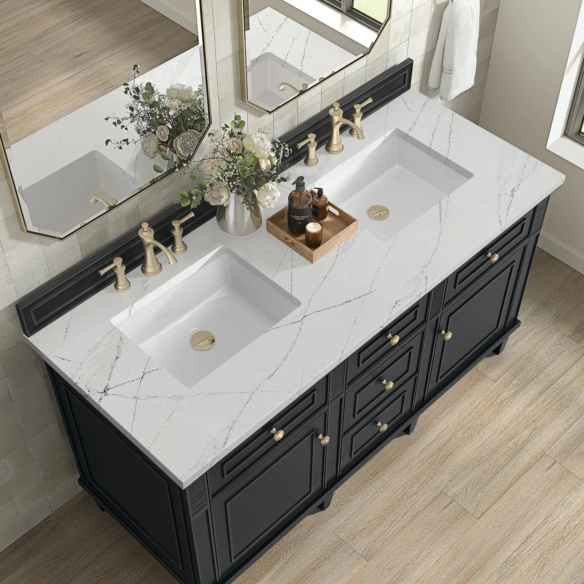 Lorelai 60" Double Vanity in Black Onyx