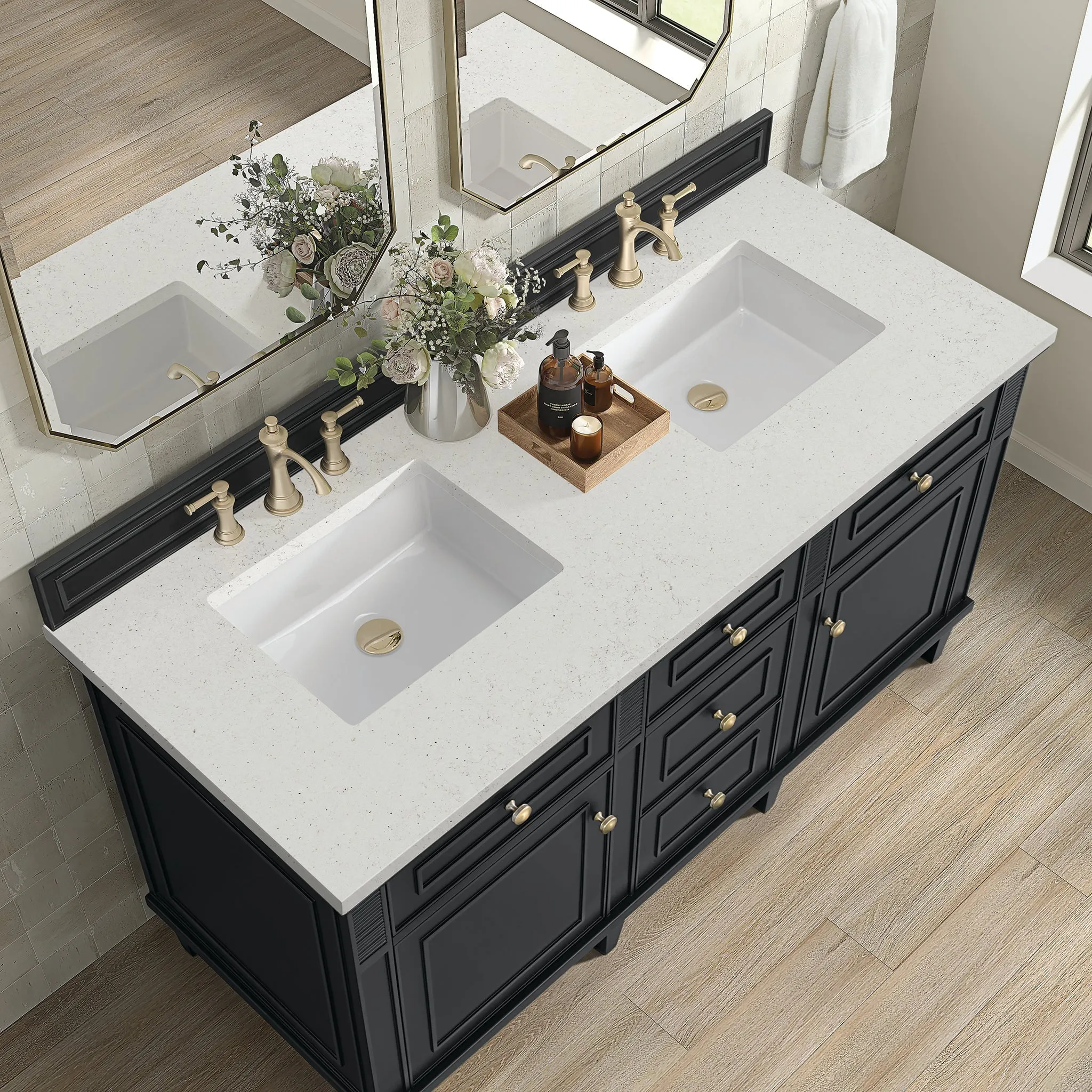 Lorelai 60" Double Vanity in Black Onyx