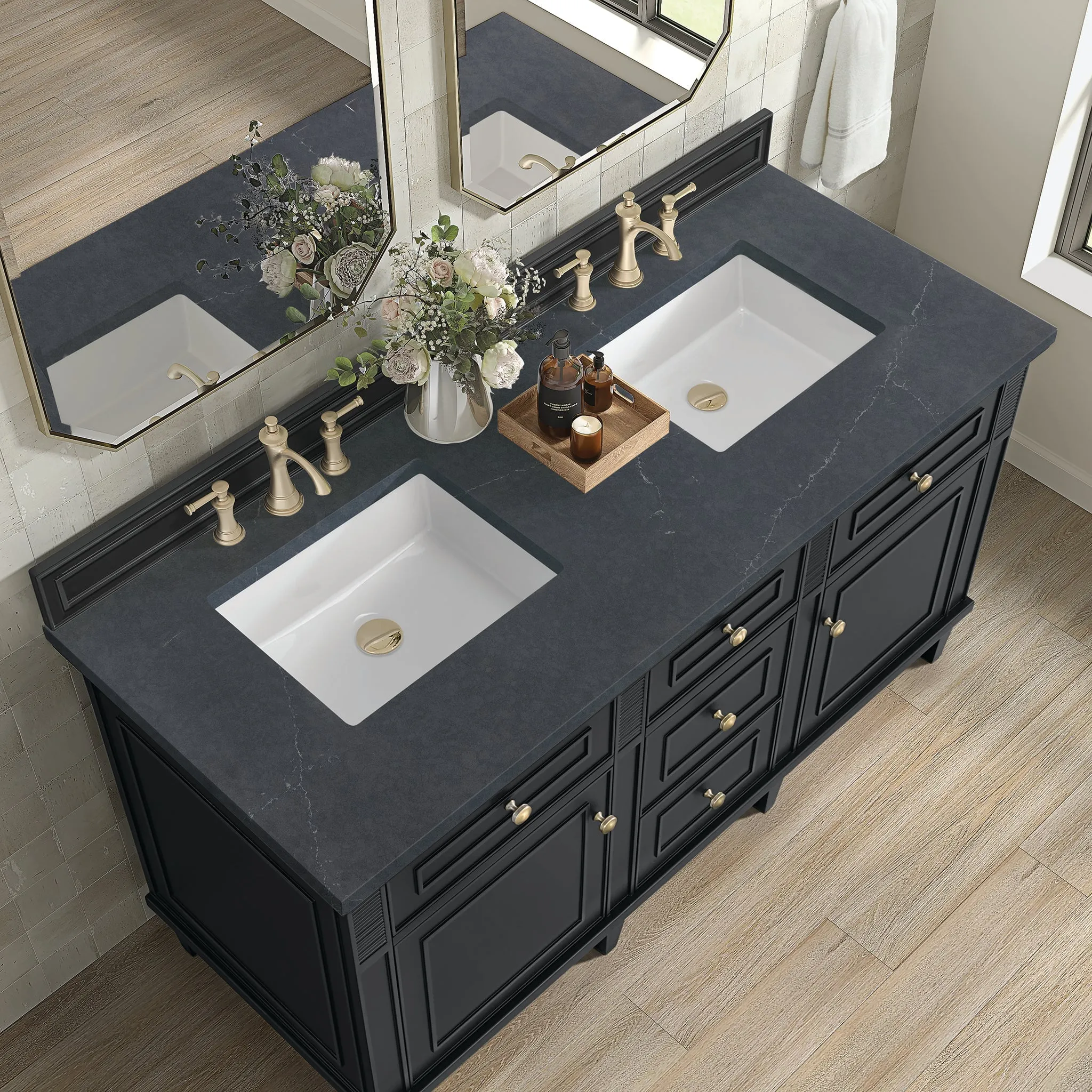 Lorelai 60" Double Vanity in Black Onyx