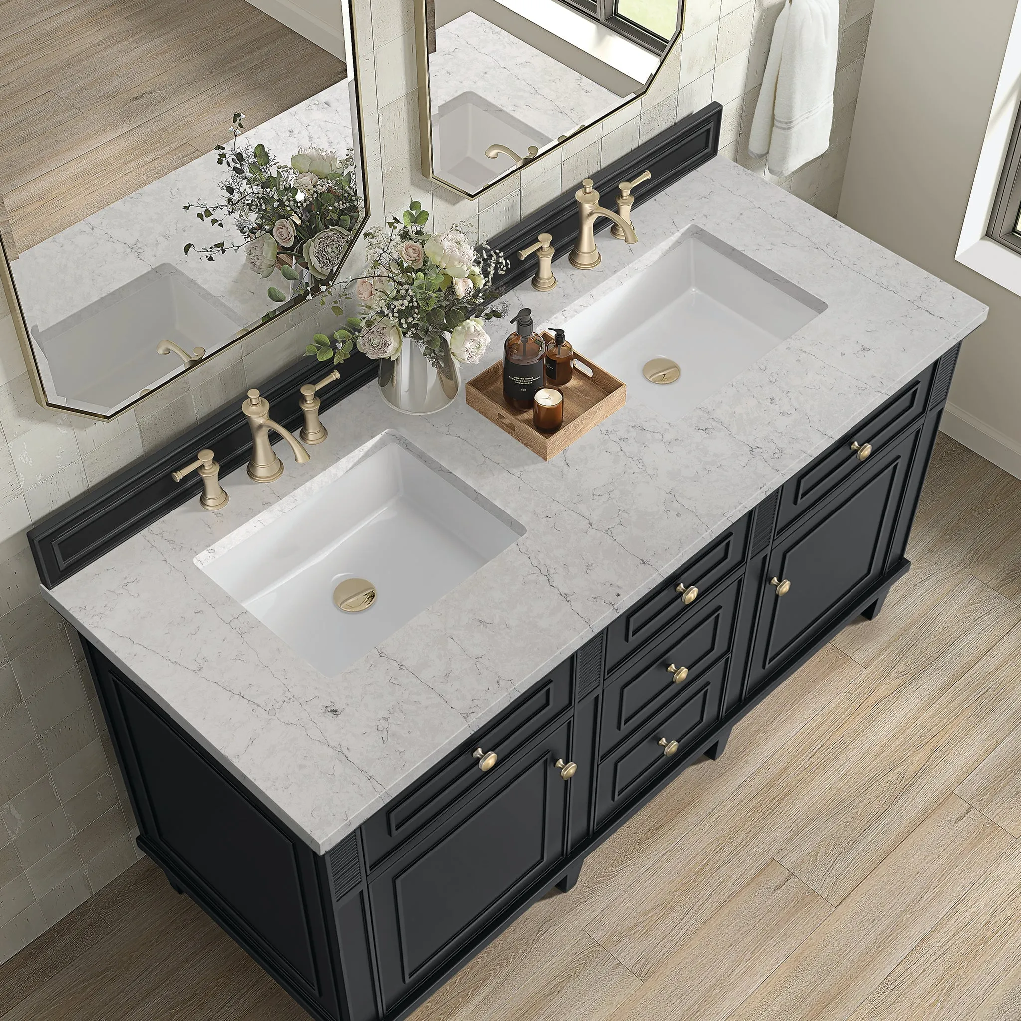 Lorelai 60" Double Vanity in Black Onyx