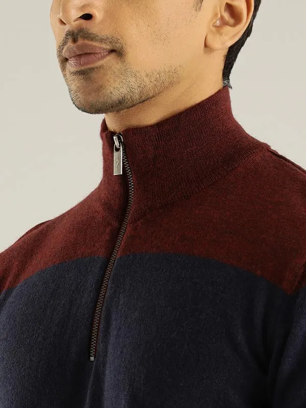 Men Striped Full Sleeve High Neck Sweater
