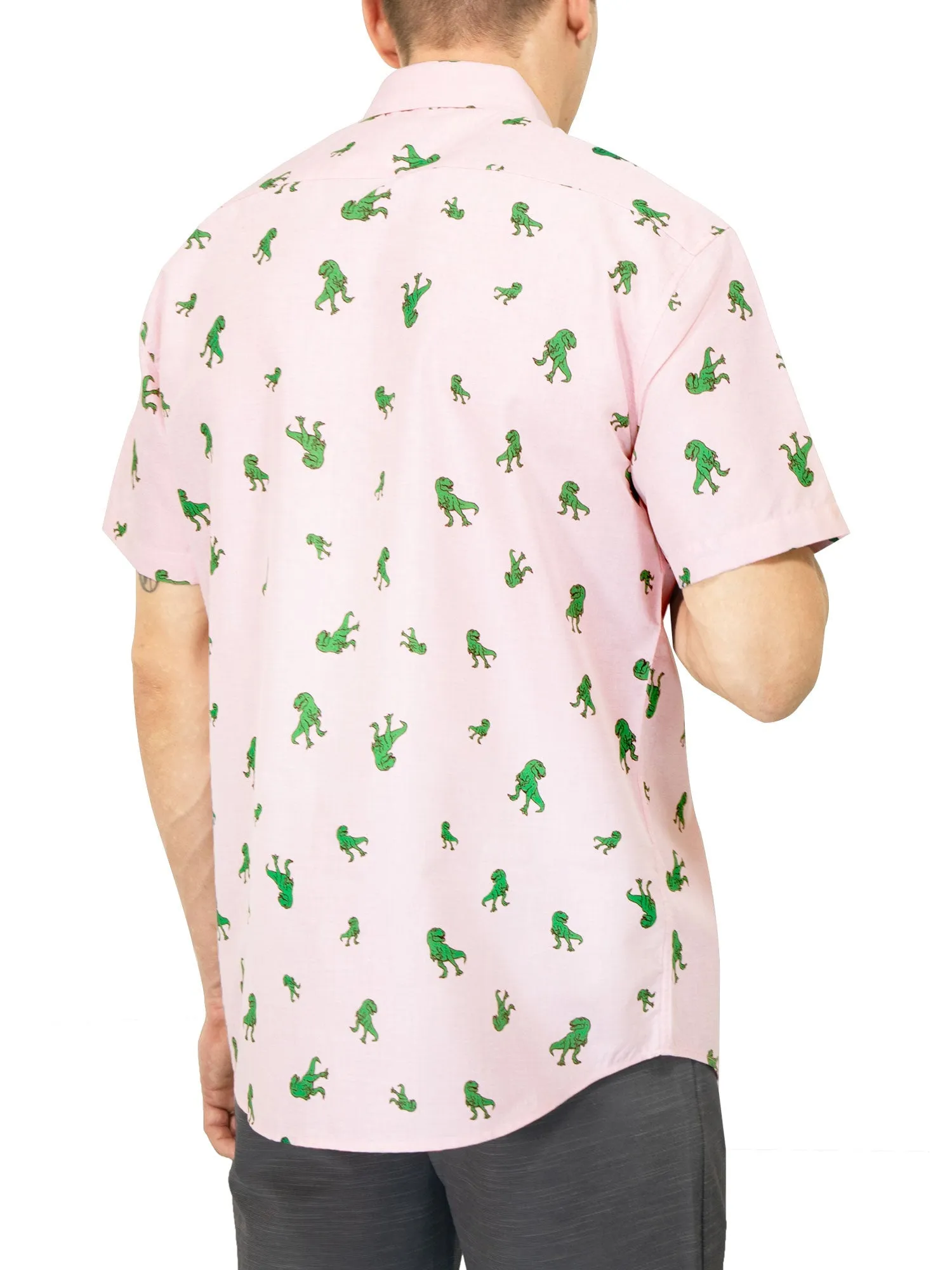 Mens Button Down Shirt - Pink Trex ( Stretch )
