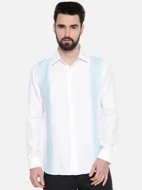 Men's White Designer Linen Shirt - MM0812