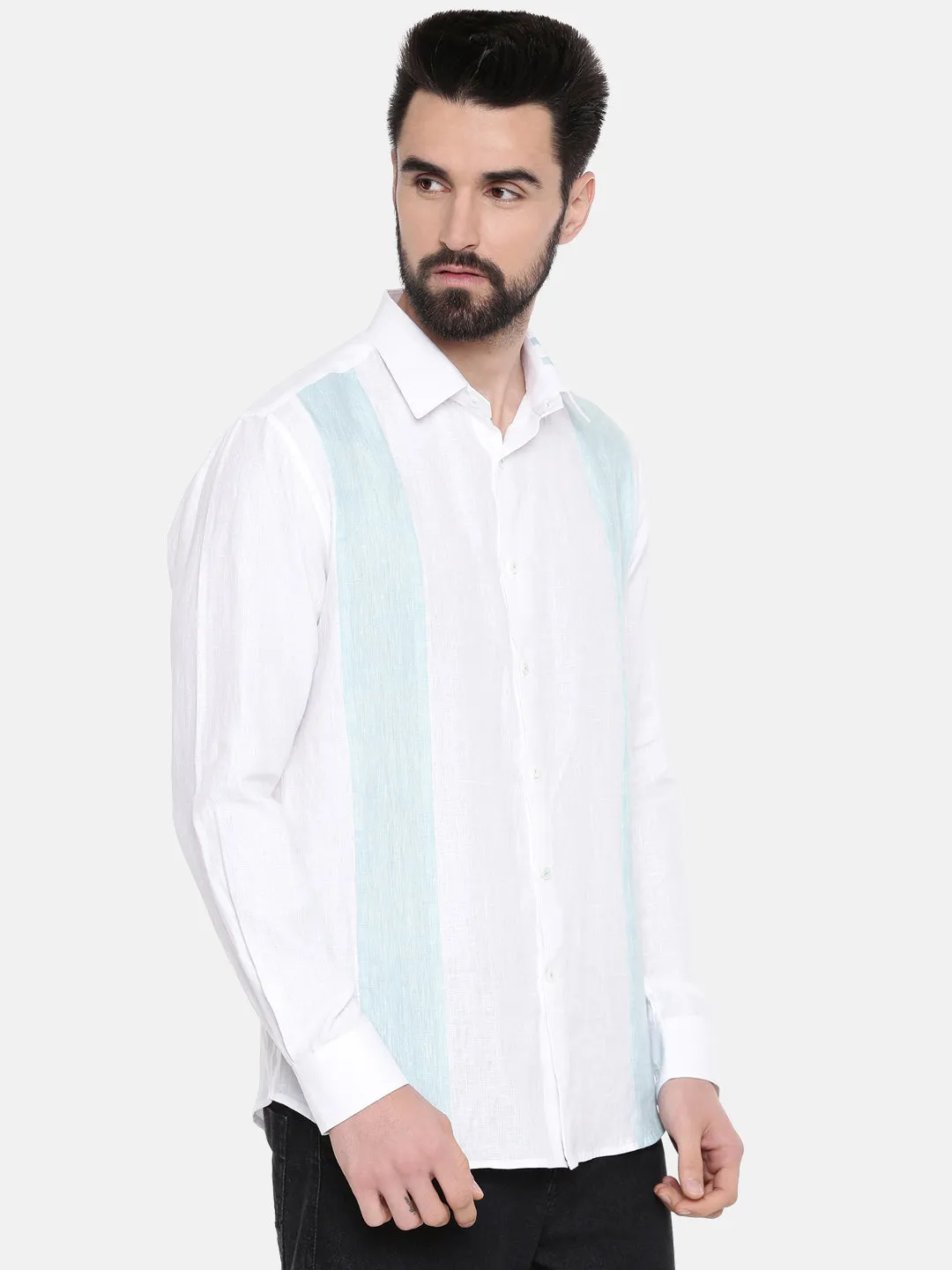 Men's White Designer Linen Shirt - MM0812