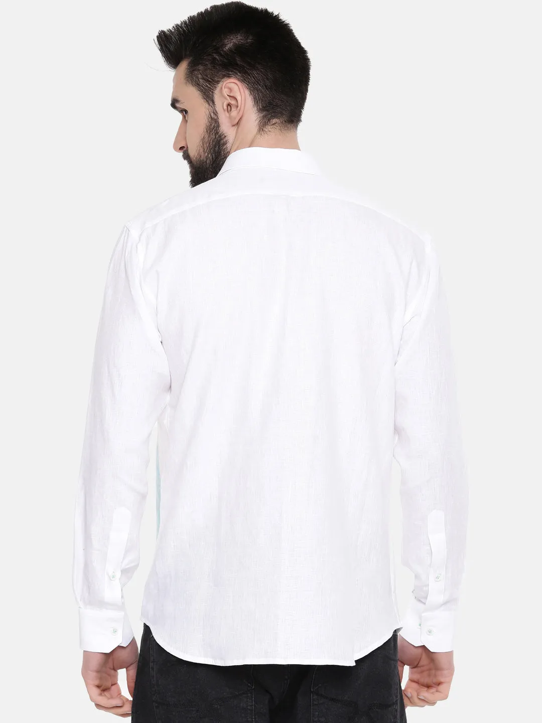 Men's White Designer Linen Shirt - MM0812