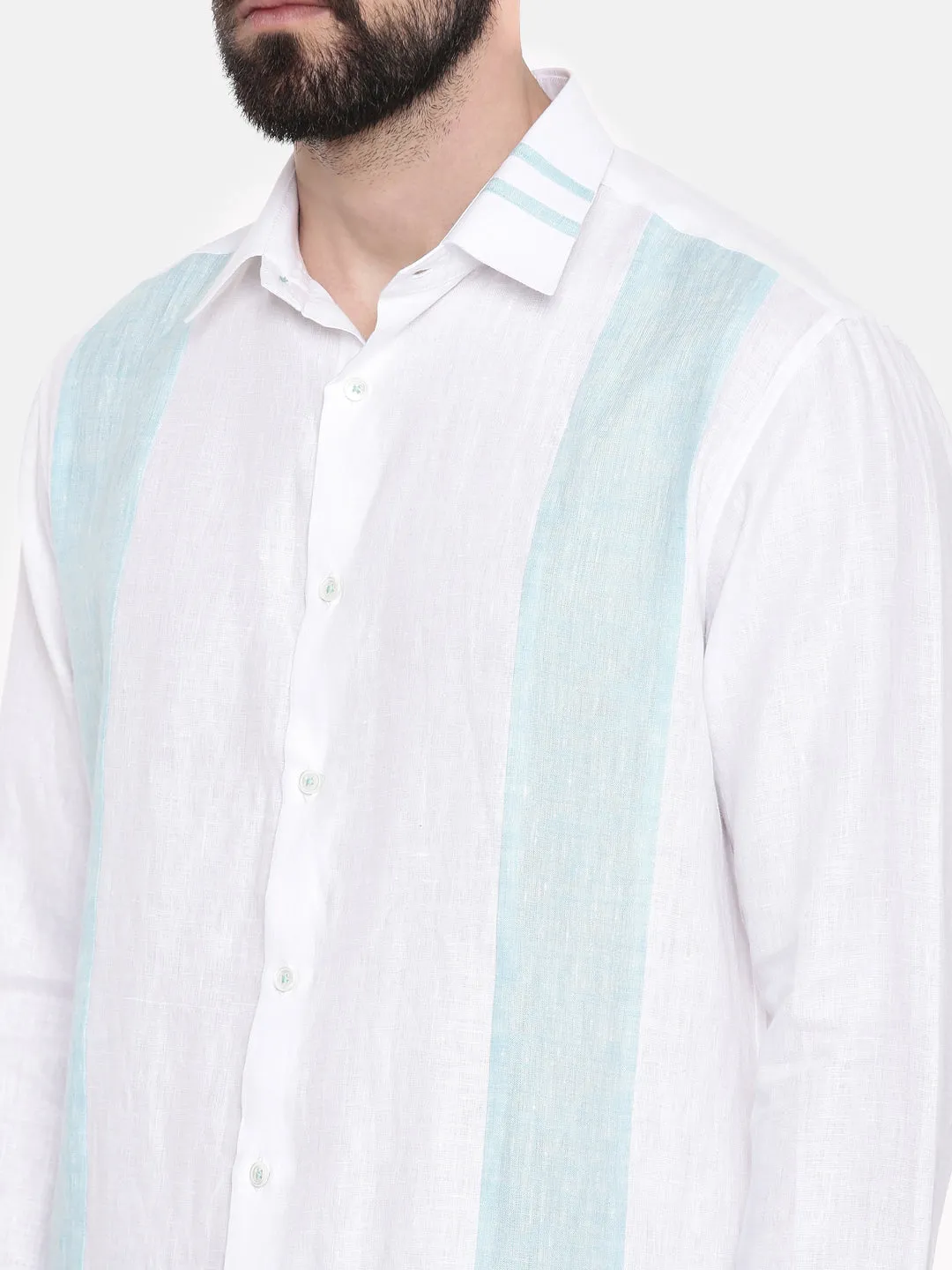 Men's White Designer Linen Shirt - MM0812