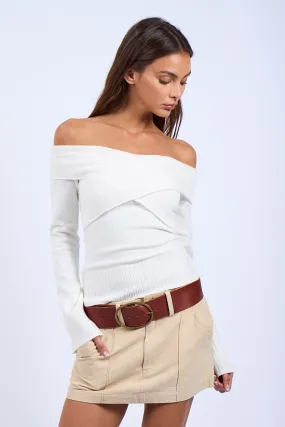 Monica Off Shoulder Sweater in Ivory