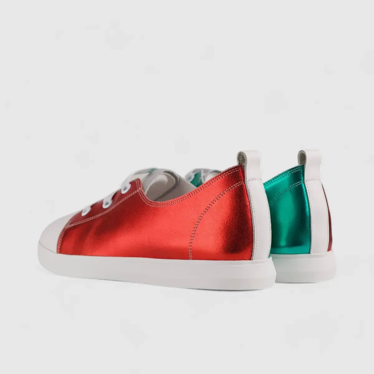 Morbido Ladies Leather Statement Sneakers Red 1719-6