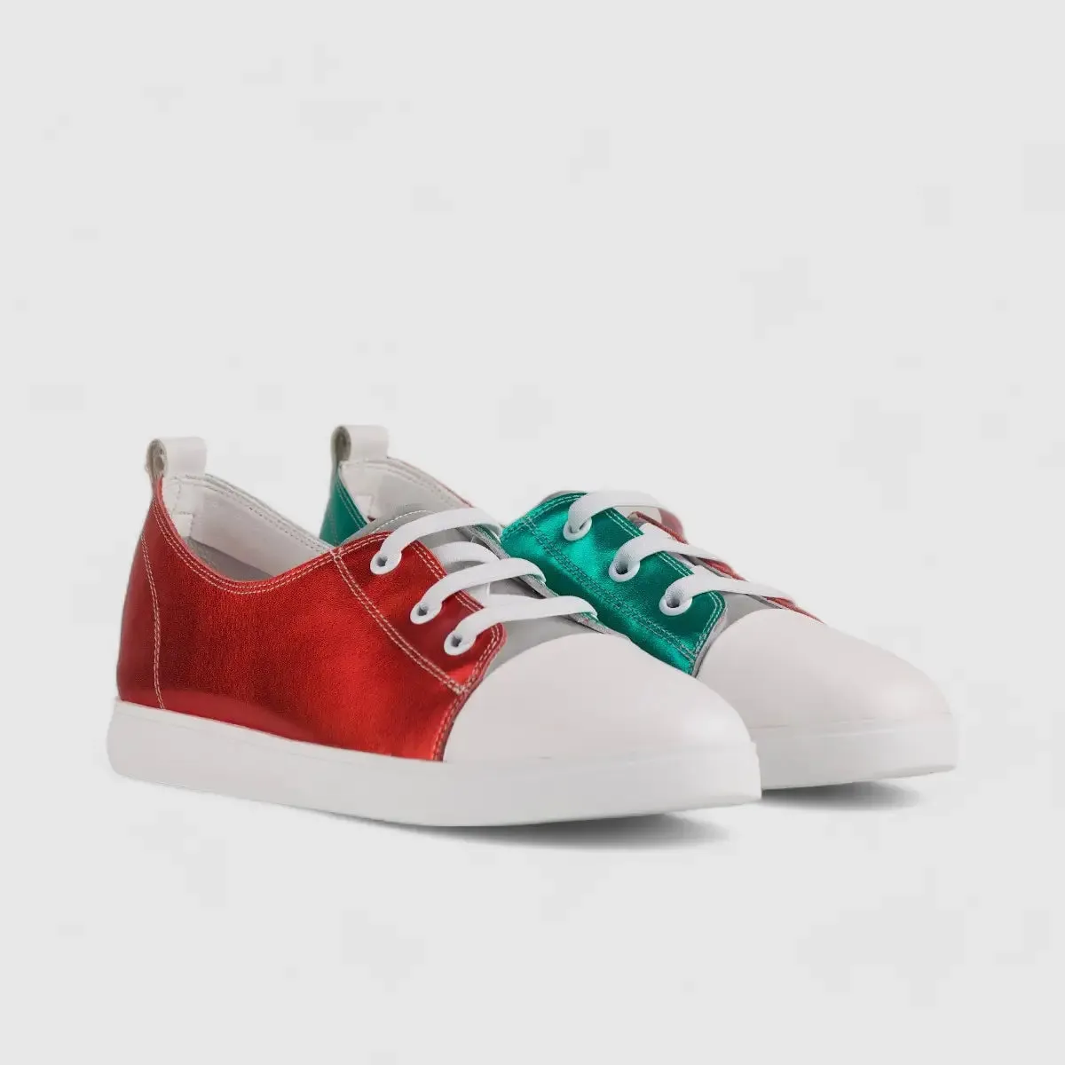 Morbido Ladies Leather Statement Sneakers Red 1719-6
