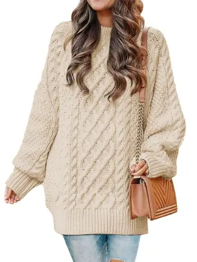 MOSHU Oversized Sweaters for Women Cable Knit Chunky Pullover Sweater