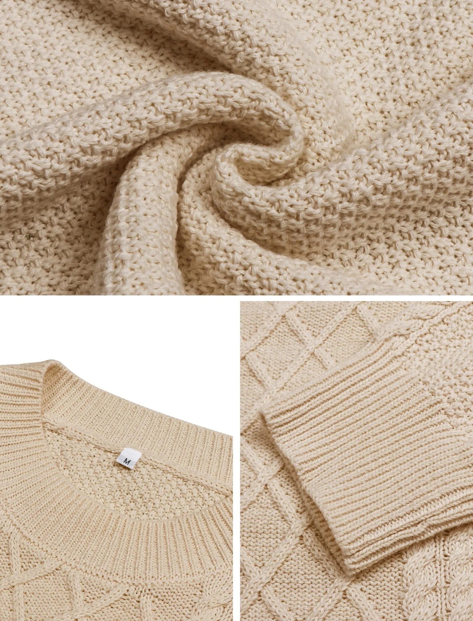 MOSHU Oversized Sweaters for Women Cable Knit Chunky Pullover Sweater