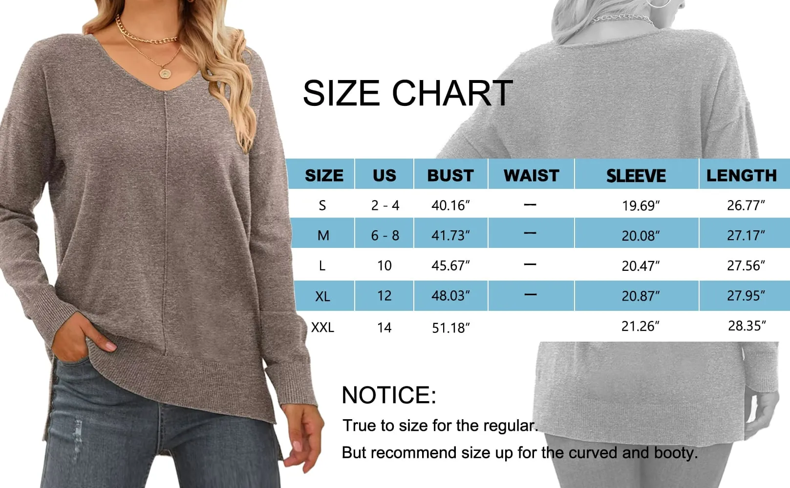 MOSHU V Neck Sweaters for Women Fall Lightweight Knit Pullover Sweater