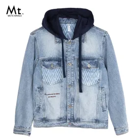 Mt Light blue men's denim hooded jacket