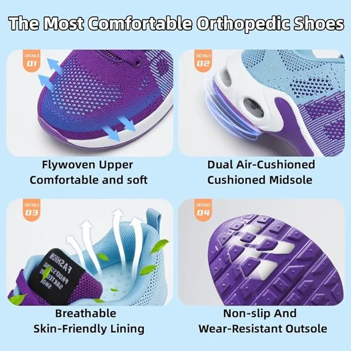 New Sz 8.5 Musabela Orthopedic Sneakers for Women,Ortho Pro - The Most Comfortable Orthopedic Shoes,Lightweight Fashion Sport Sneakers,Casual Walking Air Cushion Shoes Black, Sz 8.5