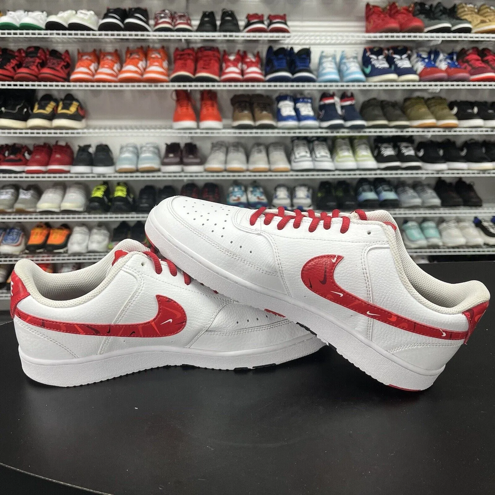 Nike Court Vision Low Swoosh Print Red Sneakers Shoes DM7588-100 Men's Size 11