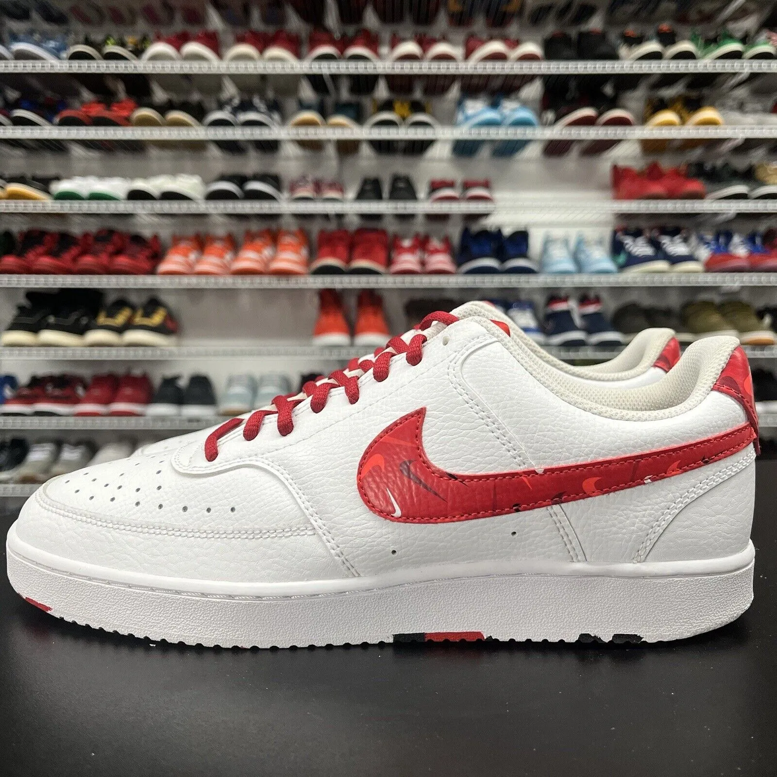 Nike Court Vision Low Swoosh Print Red Sneakers Shoes DM7588-100 Men's Size 11