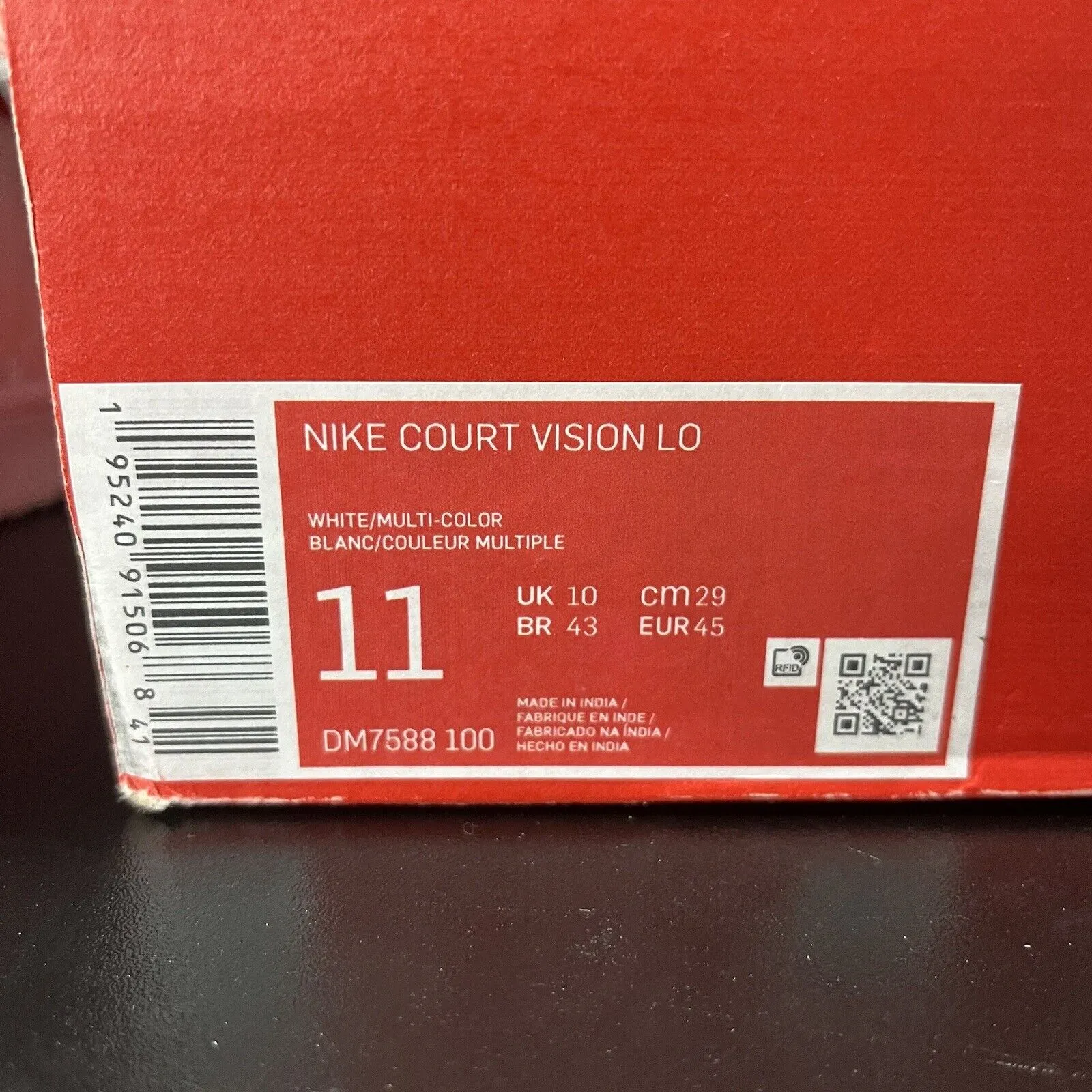 Nike Court Vision Low Swoosh Print Red Sneakers Shoes DM7588-100 Men's Size 11