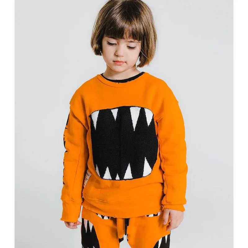 NUNUNU Fuzzy Roar Sweatshirt Orange