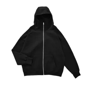 Oversized high neck zip front fleece hoodie