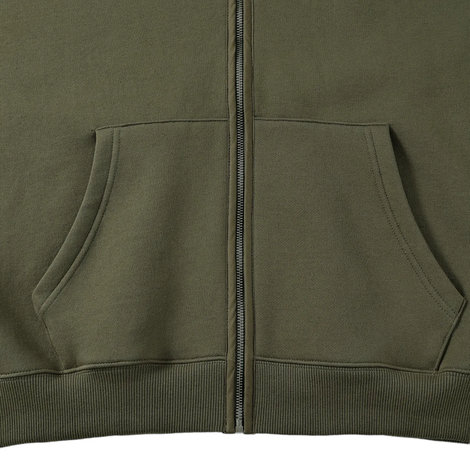 Oversized high neck zip front fleece hoodie