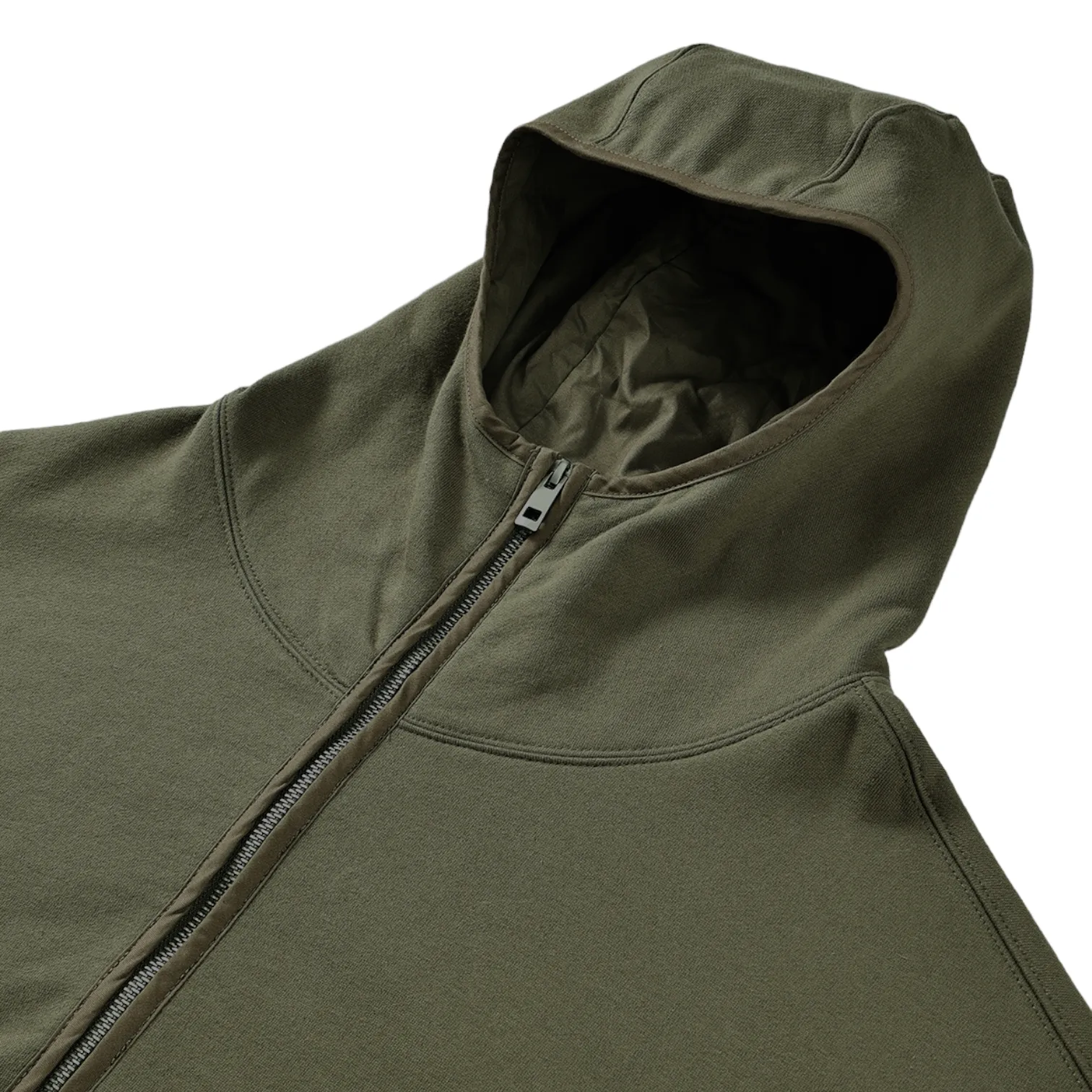 Oversized high neck zip front fleece hoodie