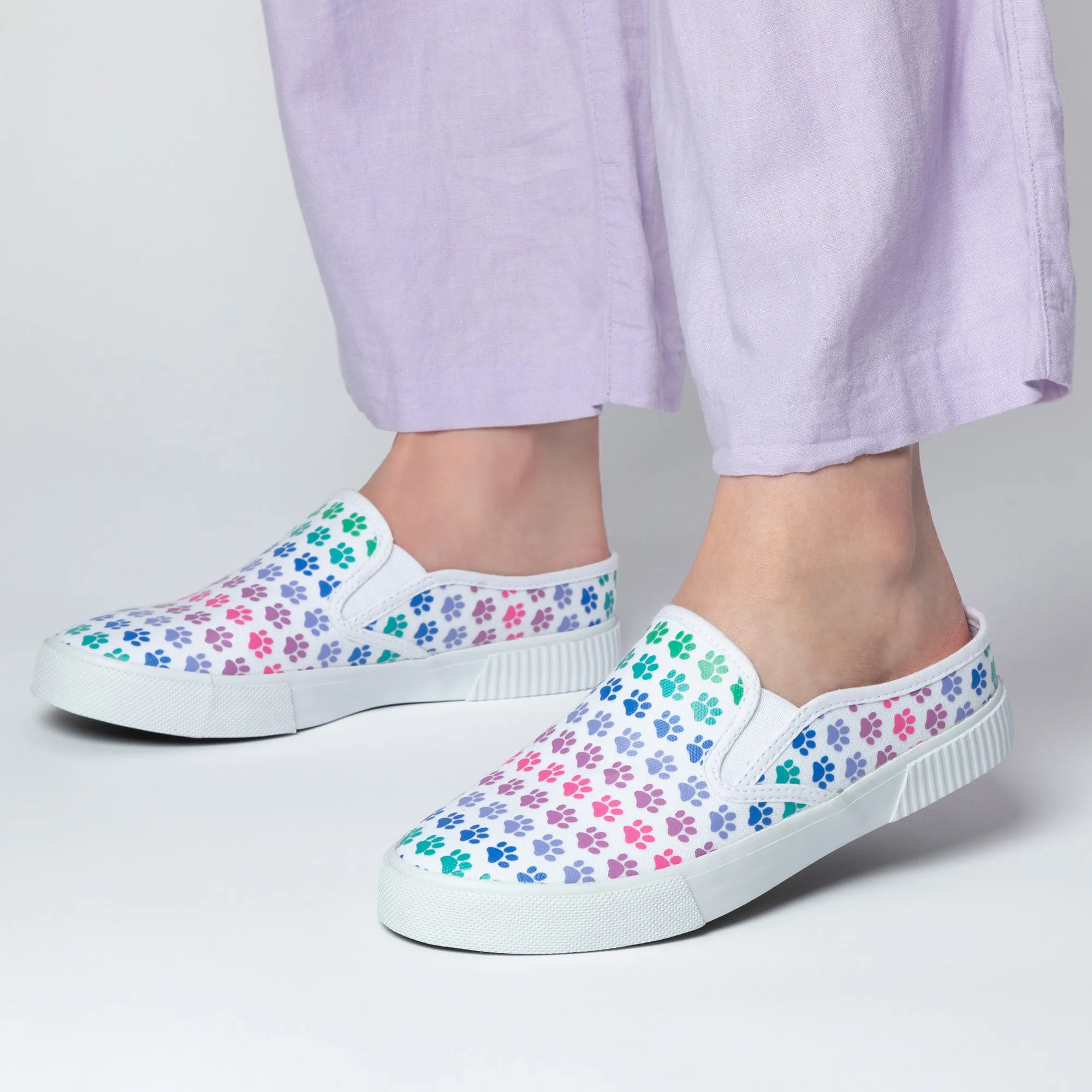 Paw Print Low-Back Slip-On Canvas Shoes