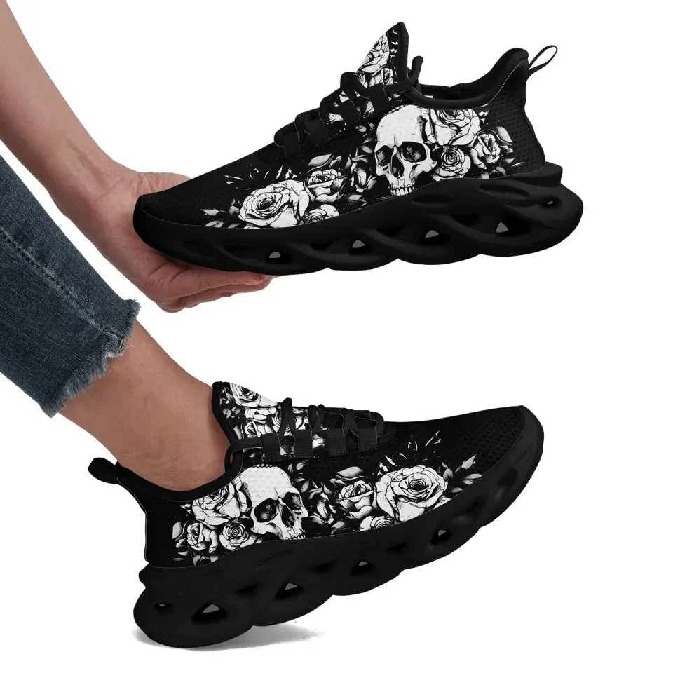 Personalized Gothic Sneakers, Custom Skull Breathable Shoes, Skeleton Unisex Shoes