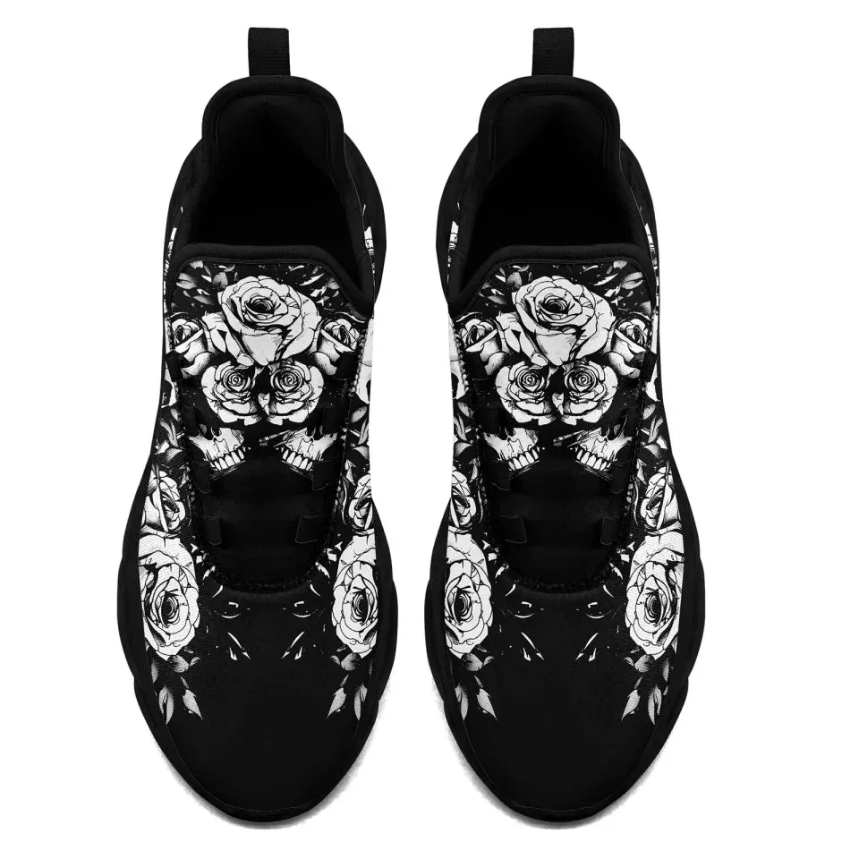 Personalized Gothic Sneakers, Custom Skull Breathable Shoes, Skeleton Unisex Shoes