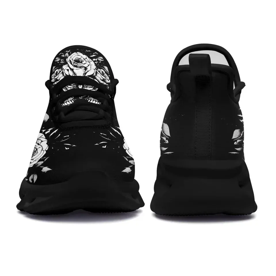 Personalized Gothic Sneakers, Custom Skull Breathable Shoes, Skeleton Unisex Shoes