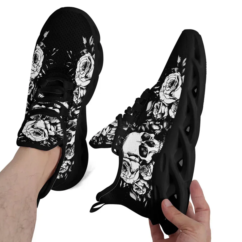 Personalized Gothic Sneakers, Custom Skull Breathable Shoes, Skeleton Unisex Shoes