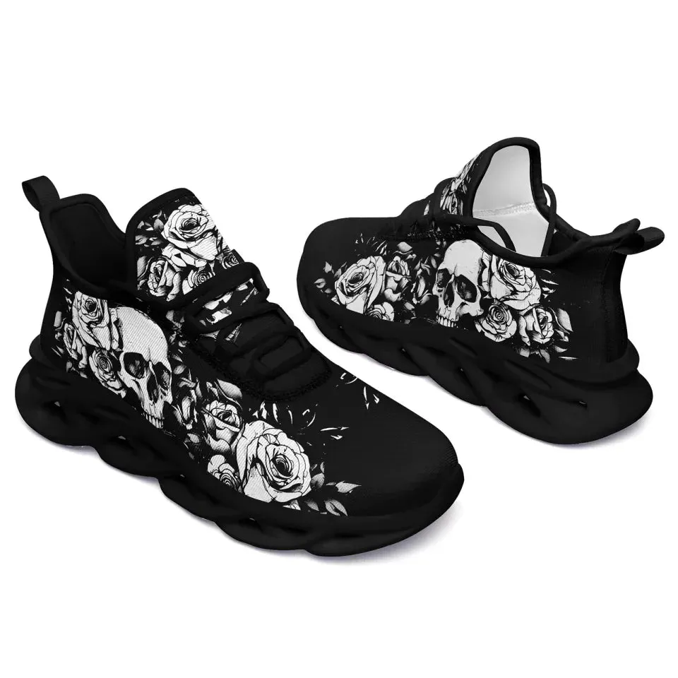 Personalized Gothic Sneakers, Custom Skull Breathable Shoes, Skeleton Unisex Shoes
