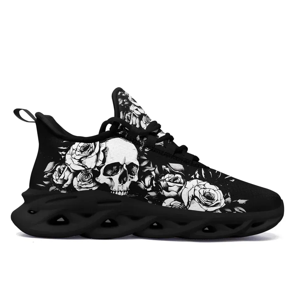 Personalized Gothic Sneakers, Custom Skull Breathable Shoes, Skeleton Unisex Shoes